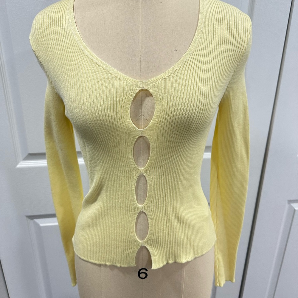 Arden B Light Yellow Ribbed Top